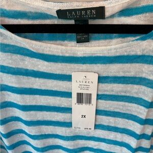 Lauren Ralph Lauren Turquoise and White Striped Shirt